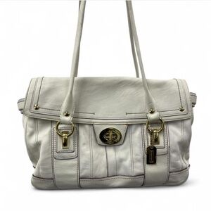 Coach Ivory Leather Shoulder Bag with Gold Accents